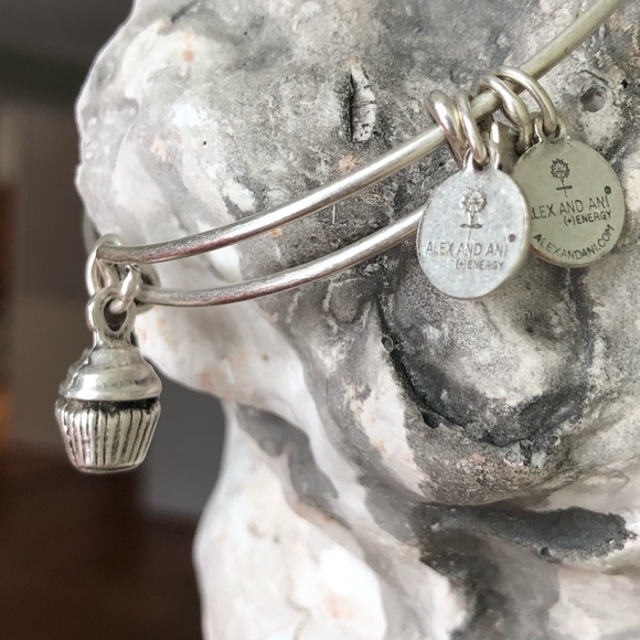 Alex and Ani Silver Cupcake Charm Bangle Bracelet - Picture 5 of 8